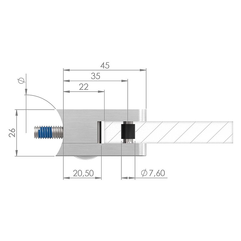 Pince à verre modèle 31, jonction: droite, V4A