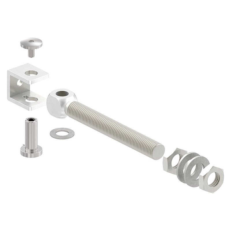 Gate hinge M20 for welding, long thread, AISI304