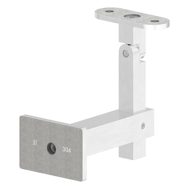 Handlaufhalter eckig mit gerader Handlaufanschlussplatte, V2A
