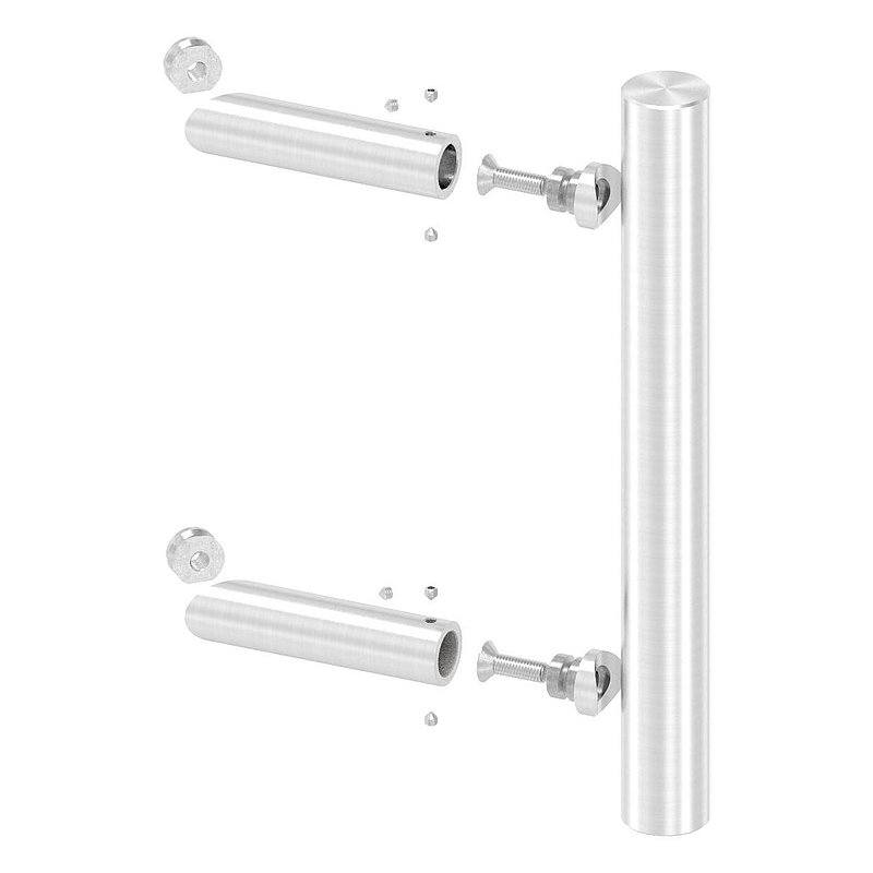 Stoßgriff inkl. Halter mit 45° Schräge 45° mit L: 300mm, V2A