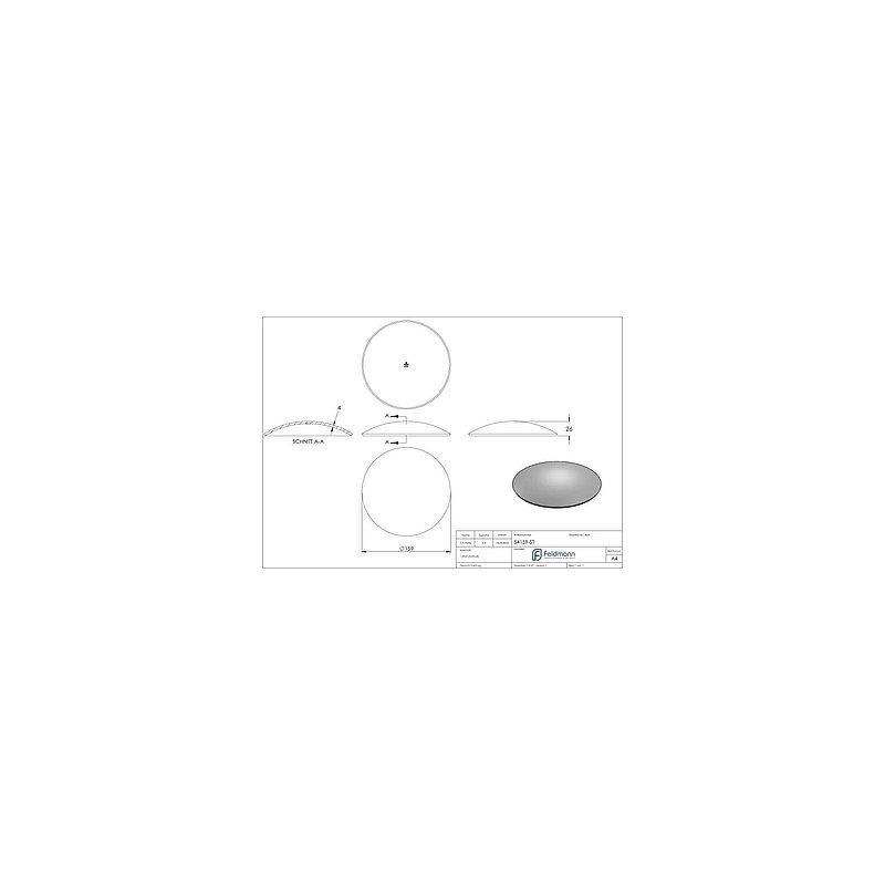 Halbrundschale 159x4,0mm, H: 26mm