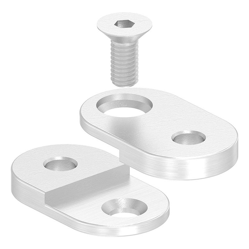 Handlaufanschlussplatte verstellbar, flach, V2A