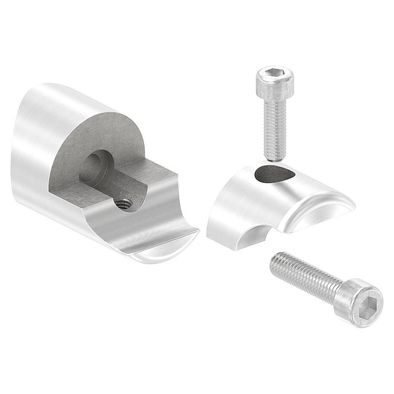 Holder for round clamping profile 18mm Connection: 33.7mm, AISI304