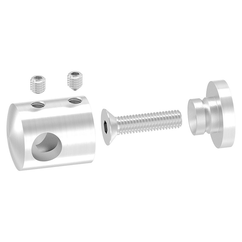 Cross bar holder for straight connection, 10.2 mm hole, AISI304