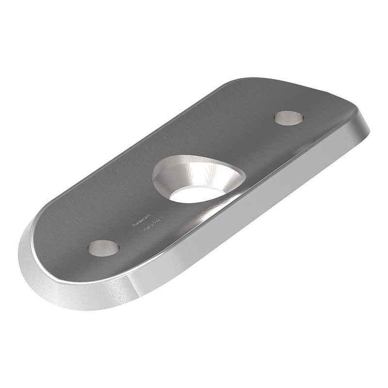 Handrail connection plate, 33.7 mm, for riveting, AISI304