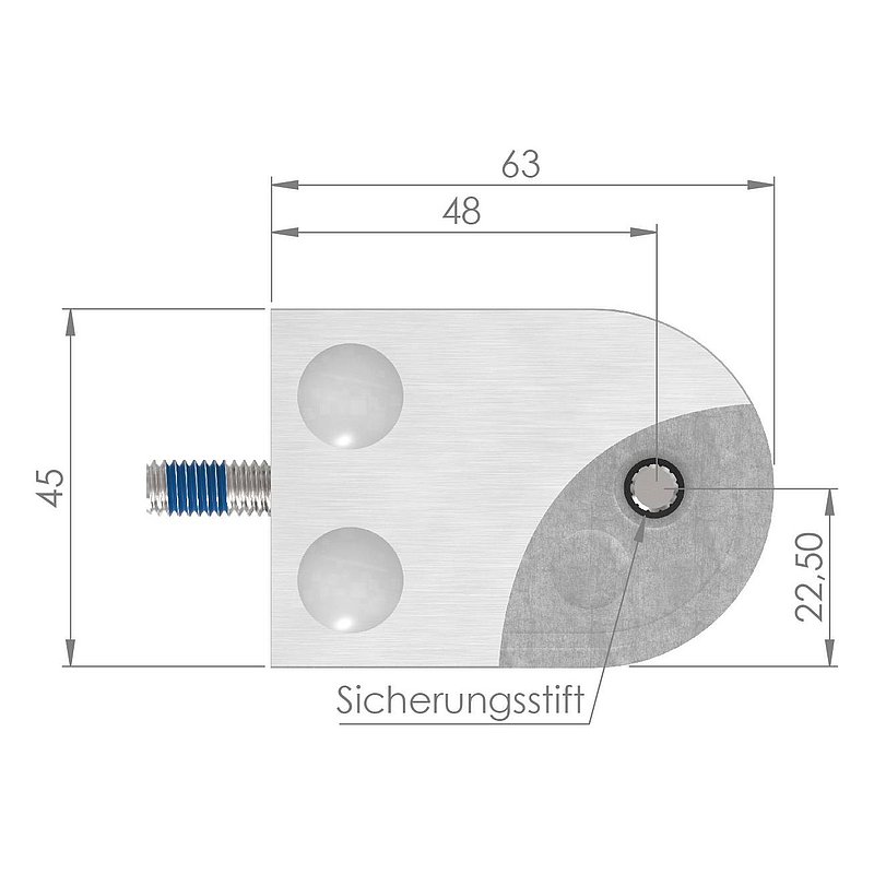 Glasklemme Mod. 32, Anschluss: 42,4mm, V2A