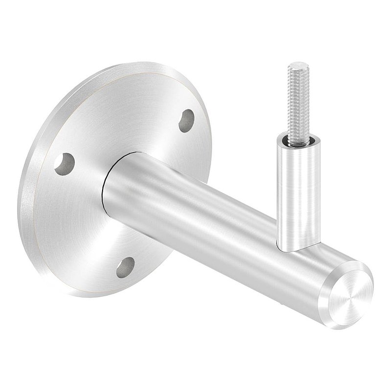 Screw-on handrail bracket, pan-head screw (round bar and bracket screwed together), AISI304
