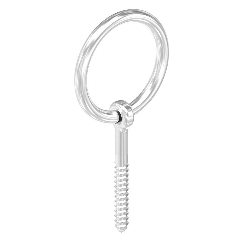 Ring with wood screw, round bar: 6mm, AISI316