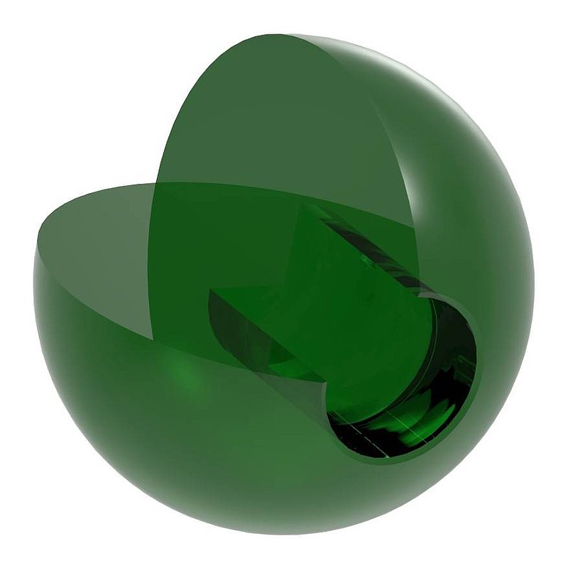 Boule en verre vert Ø 35mm avec trou borgne Ø 12,3mm