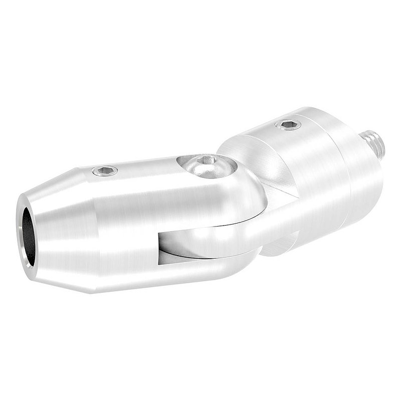 Cross bar holder with joint (for pushing from the front) 33.7 mm tube, 10.2 mm bore, AISI304