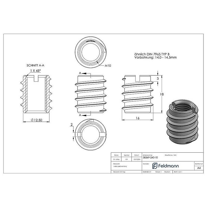 Rampa-Muffe M10x18, V2A