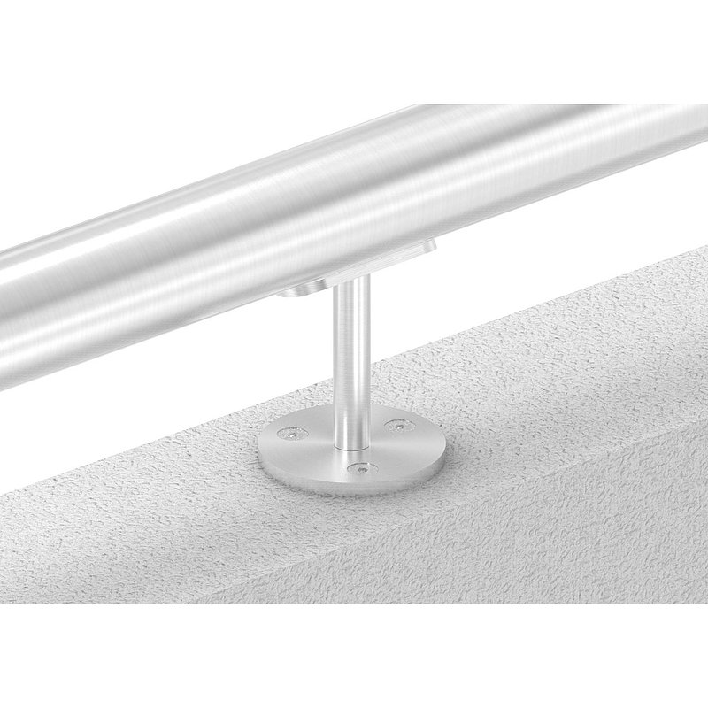 Handrail support with round plate, straight handrail connection plate, AISI304