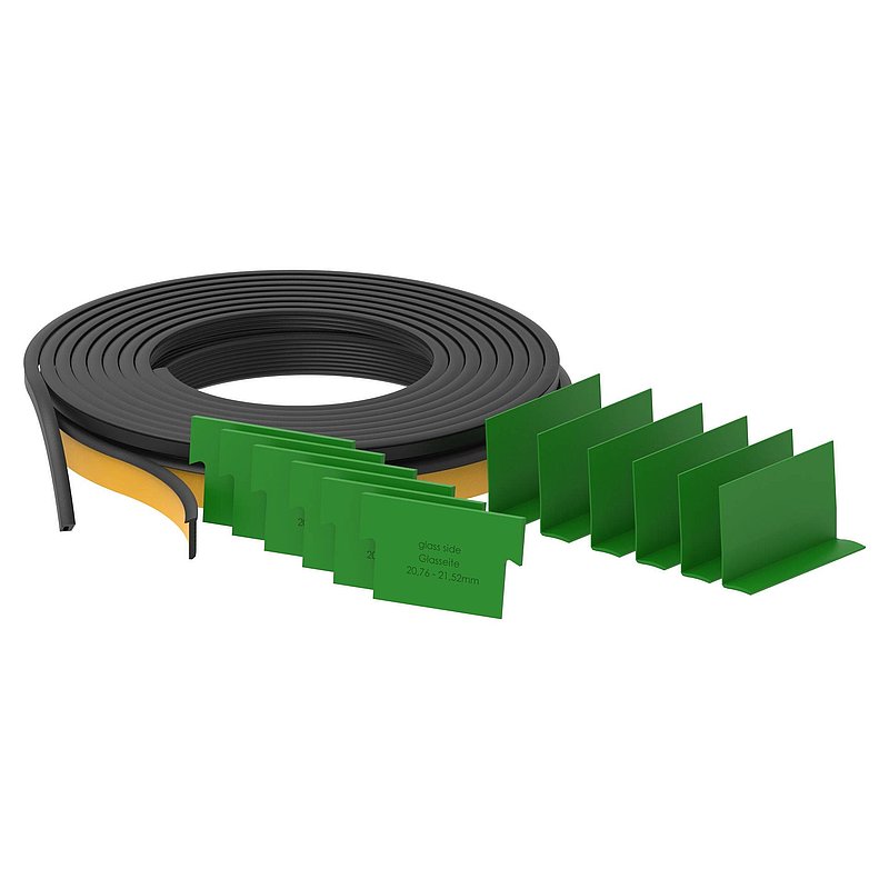 Kit de montage pour profilé aluminium de 3m pour verre 20,76 - 21,52mm