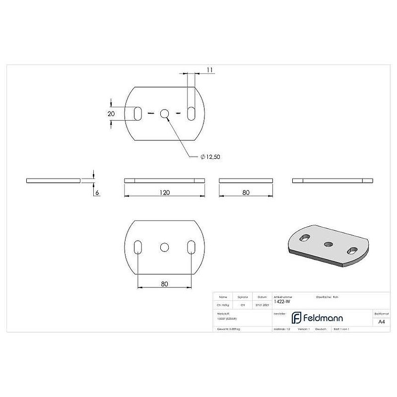 Ankerplatte 120x80x6mm