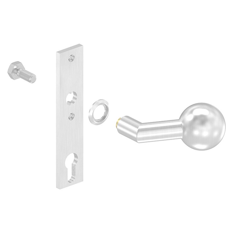 Türknopf, Ø 50mm, mit Langschild, V2A