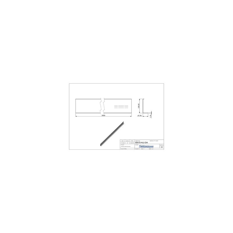 Abdeckung für Alu-Profil 80600-ALU, L: 3000mm