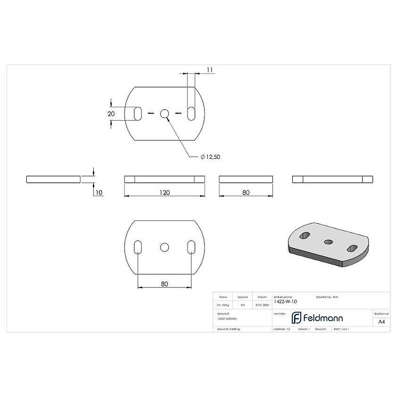 Ankerplatte 120x80x10mm