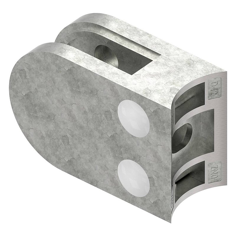 Glass clamp mod. 12, connection: 42.4mm, raw zinc
