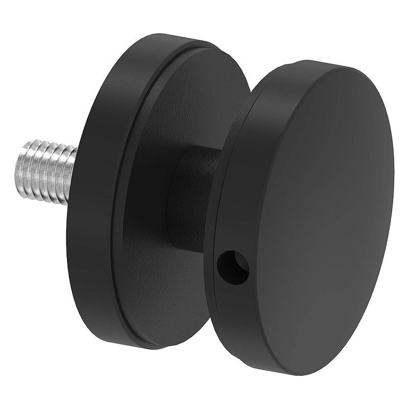 Glaspunkthalter 52mm, Anschluss: flach, V2A, pulverbeschichtet RAL 9005 schwarz matt