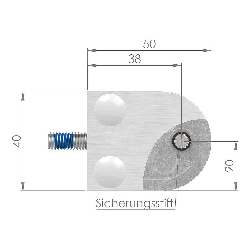 Glasklemme Mod. 30, Anschluss: 42,4mm, VA-Effekt