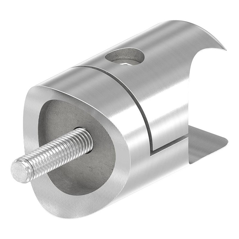 Holder for round clamping profile 27mm Connection: 42.4mm, AISI304
