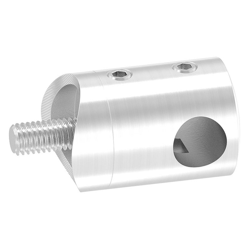 Cross bar holder for 33.7 mm tube, blind hole right 10.2 mm, AISI304