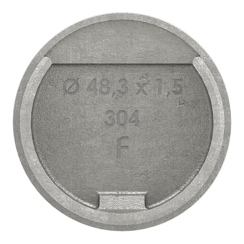 End cap, flat, for 48.3 mm slotted tube, AISI304