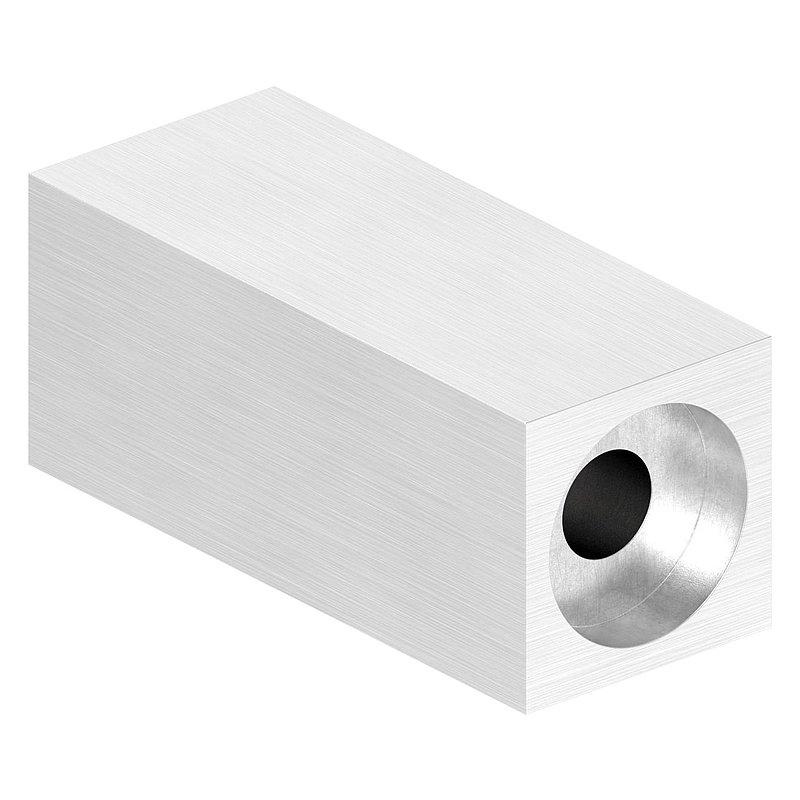 Rohrabstandshalter eckig 25x25mm - für gerade Flächen, V2A