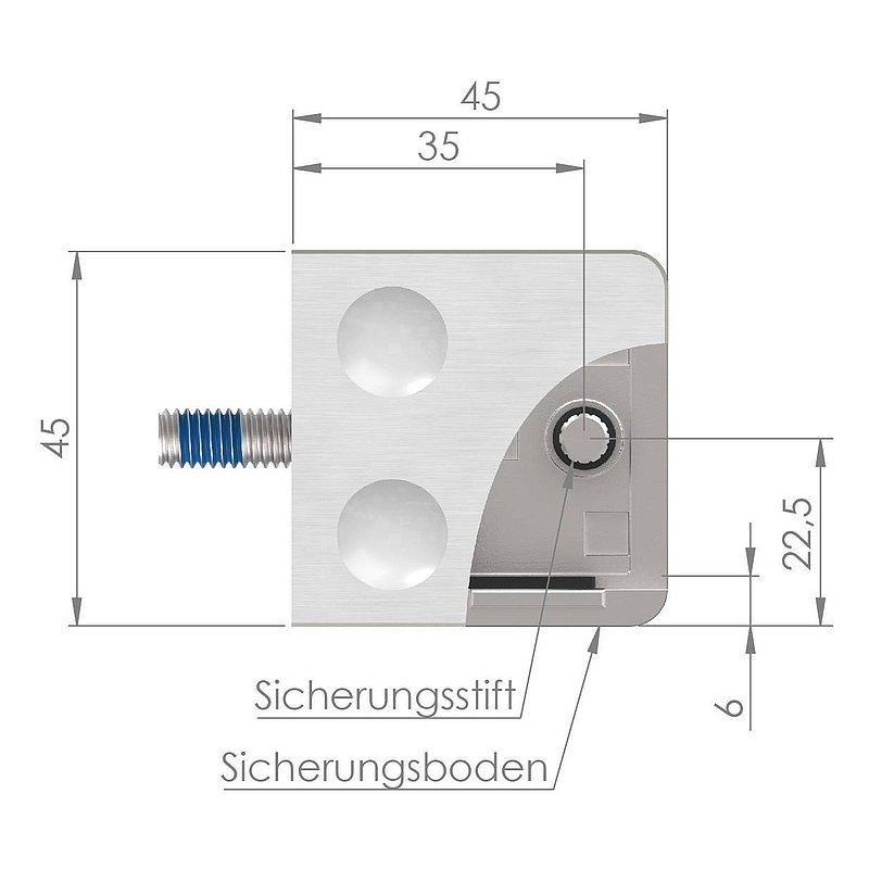 Glasklemme Mod. 31, Anschluss: 42,4mm, V2A
