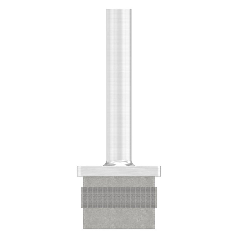 End plug with pin for pipe 40 x 40 x 2,0mm, height 80mm, with M6 inside thread, AISI304