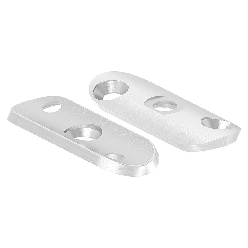Handlaufanschlussplatte, 42,4mm, Bohrungen versetzt + gesenkt, V2A