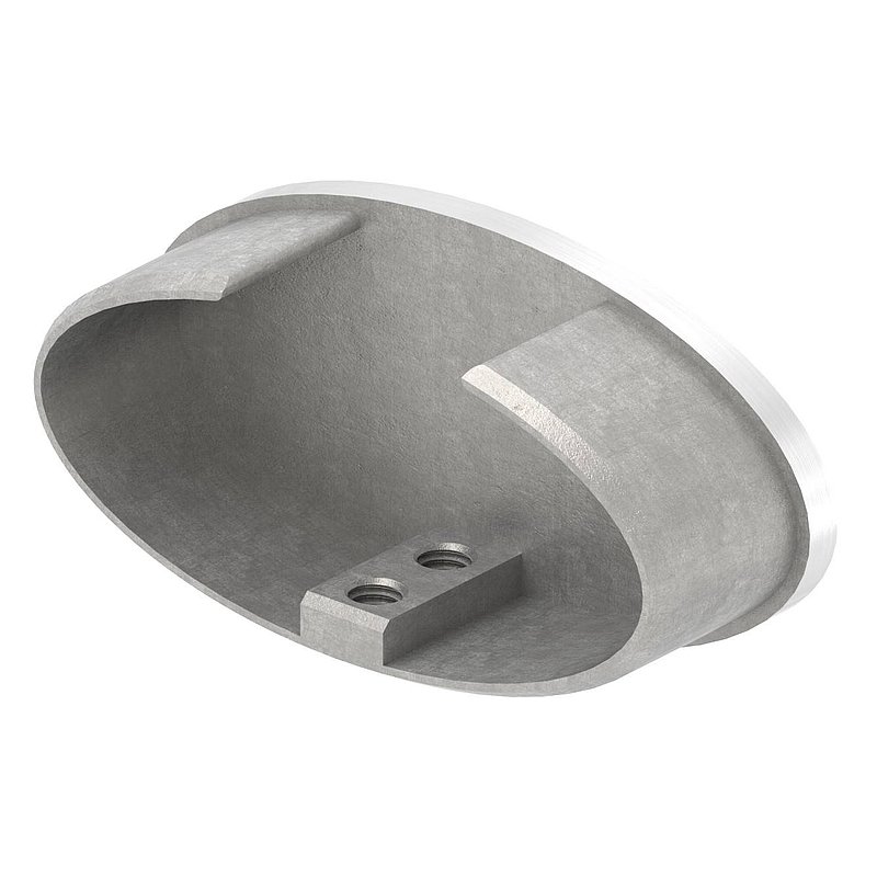 Endkappe, flach, für Oval-Nutrohr, V2A