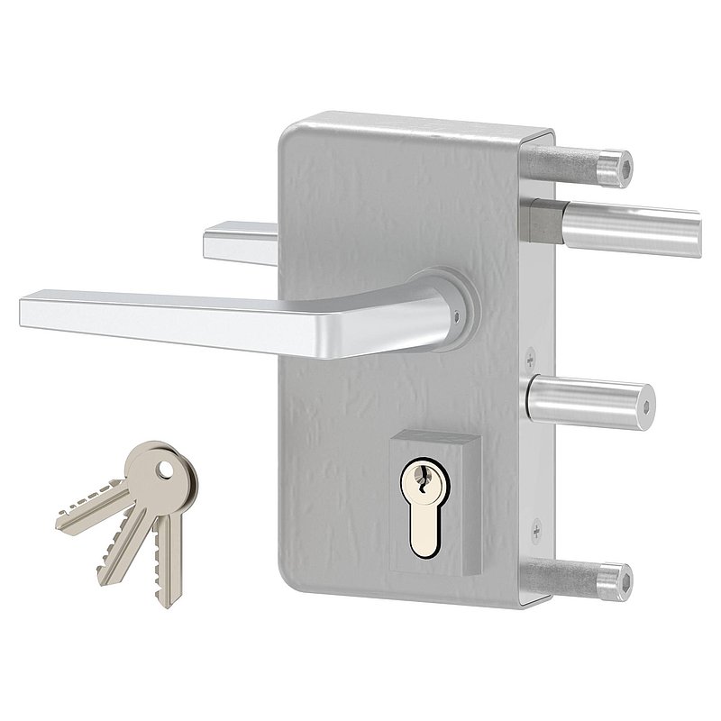 Gittertorschloss GTS 2 für Rohrstärke 40-60mm, Gehäuse blank