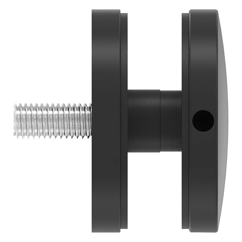 Glass point holder 62mm, connection: flat, AISI304, powder coated in RAL 9005 black matt