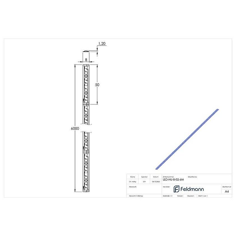 LED Band 6000mm, Schutzart IP00, warmweiß 2700K