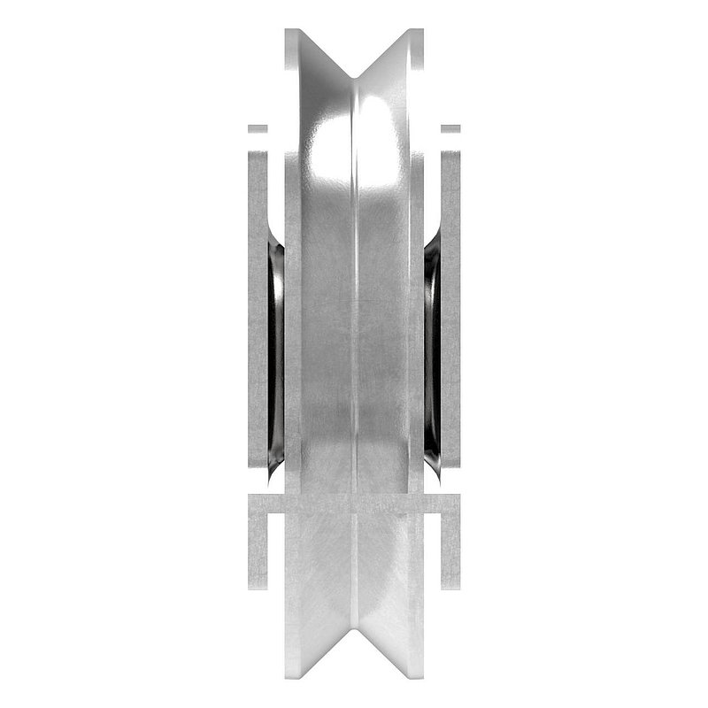Sliding door roller with internal fixing V-groove