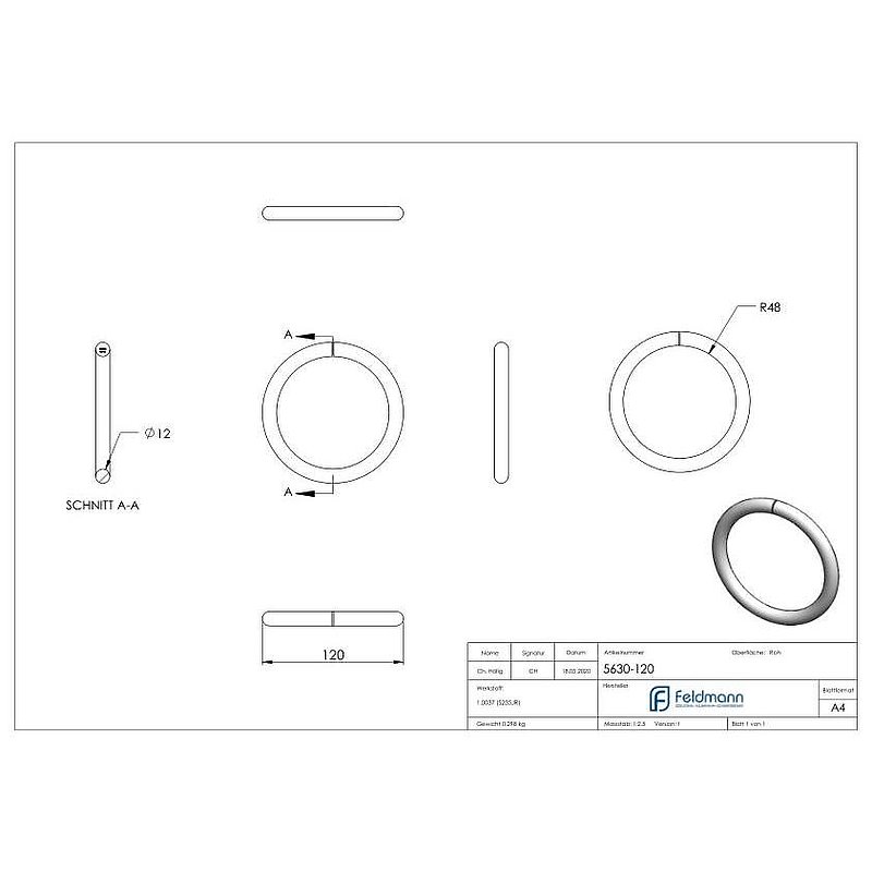Ring 12mm, AußenØ 120mm