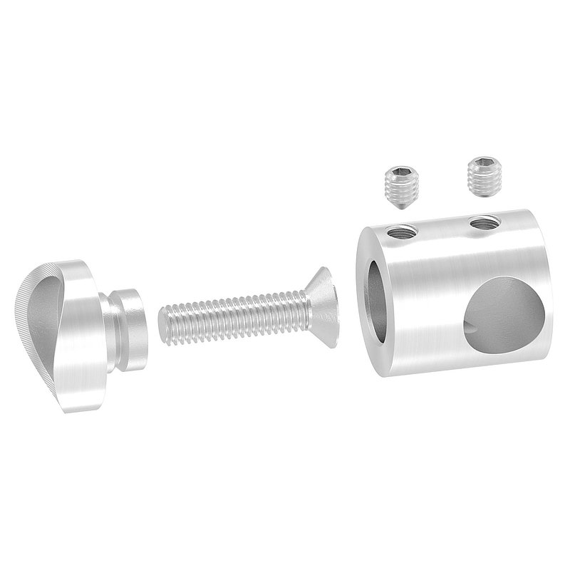 Cross bar holder for 33.7 mm tube, blind hole right 12.2 mm, AISI304