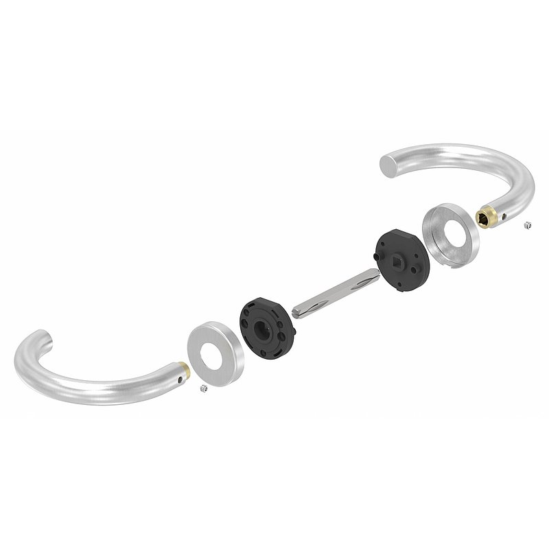 Pair of lever handles, rotatable, AISI304
