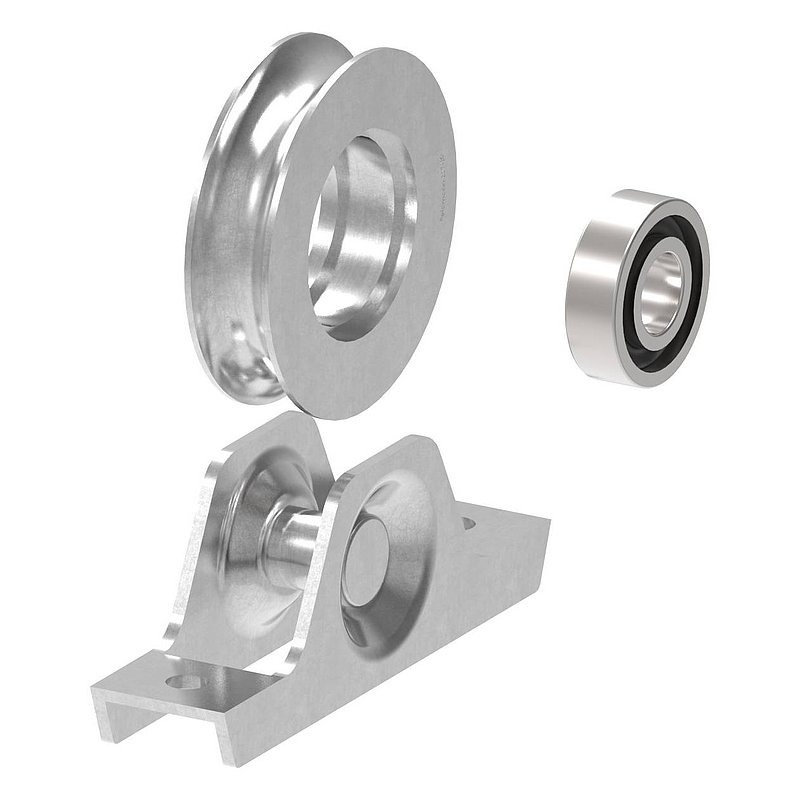 Schiebetorrolle 78mm mit Rundrille 15mm