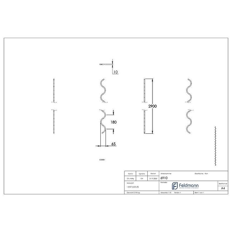 Wellenformstab aus Ø 10mm glatt, L=2,5m