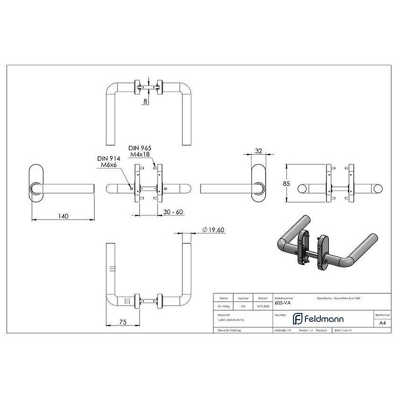 Türdrücker-Paar, V2A
