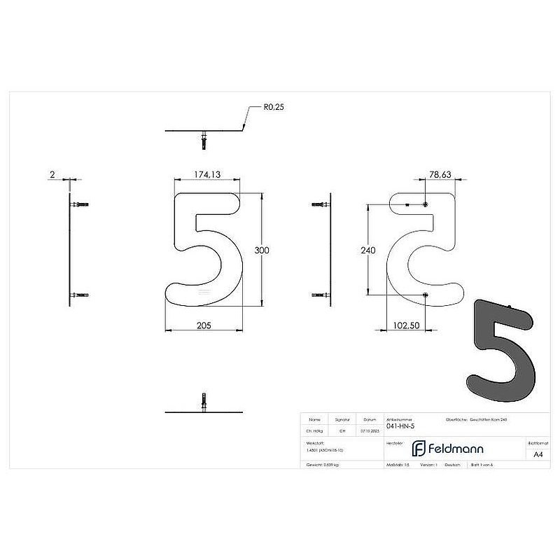 Numéro de maison 5 - "grand", V2A