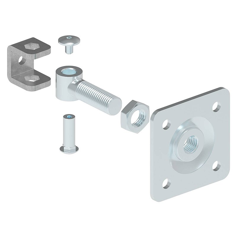 Paumelle de porte M20 avec plaque réglable, électro-zinguée