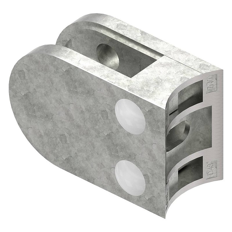 Glasklemme Mod. 33, Anschluss: 48,3mm, in Zink roh