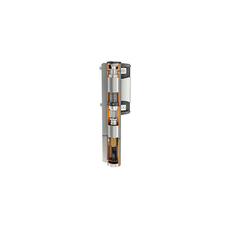 Hydraulischer Torschließer und 180° Torband in einem - MAMMOTH180-2-SILV zweite Generation