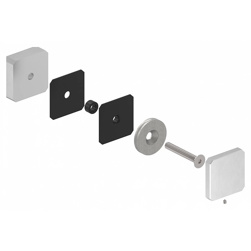 Glass point holder 63x63mm, flat, AISI304