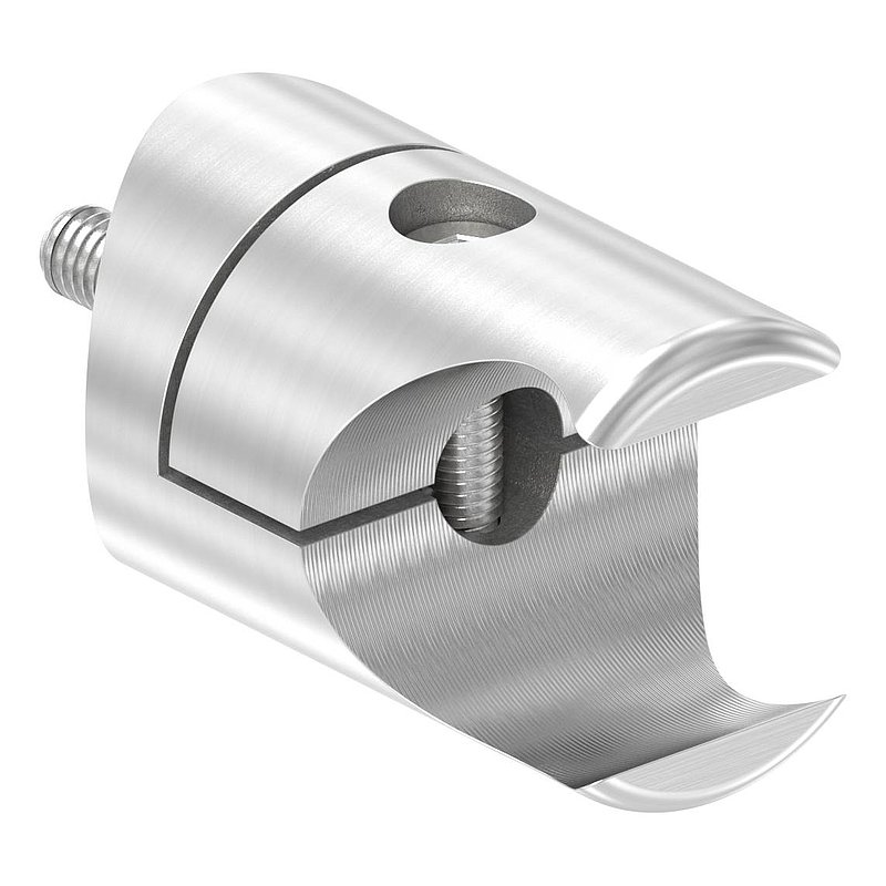 Halter für rundes Klemmprofil 27mm Anschluss: 42,4mm, V2A