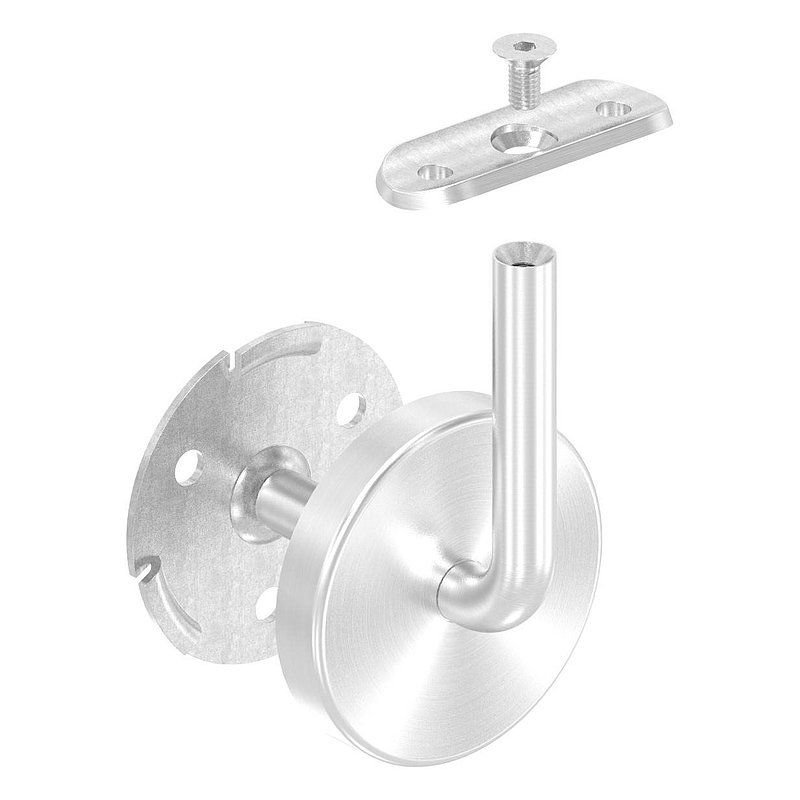 Handrail bracket with handrail connection plate and cover rosette (round plate and bracket welded),