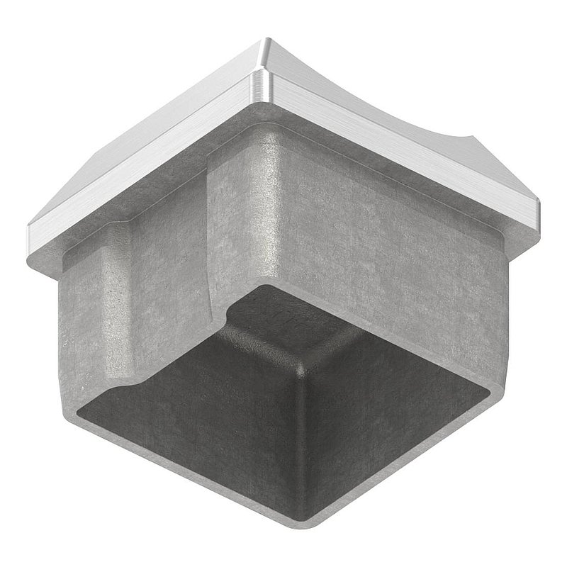 Rohrsattel, für 40 x 40 x 2,0mm, oben für Ø 42,4mm, V2A